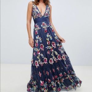 A Star is Born Embellished Prom Maxi, Plunge Front